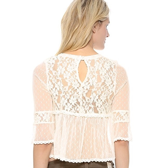 Free People White Lace Modern Romance Blouse - Picture 2 of 6